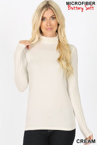 High Neck Long Sleeve Top in Mocha - Modest Fashion